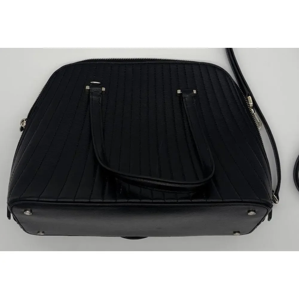 Kate Spade New York Women’s Black Quilted Satchel Top Handle Bag, Zip, Strap